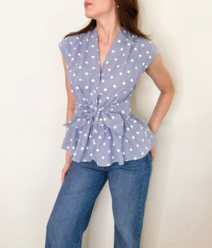 Melanie Blouse in Blue/White