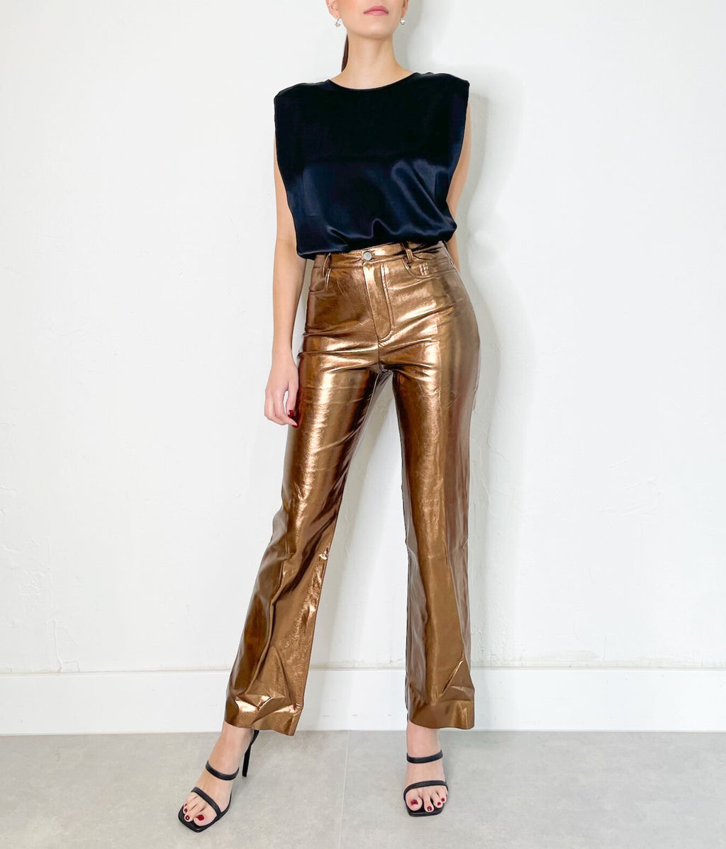 Megan Vegan Leather Pants in Bronze