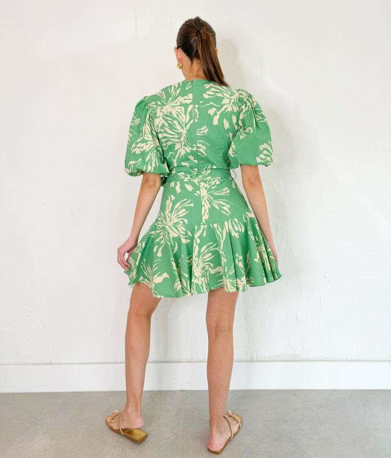 Blair Dress in Green Ivory