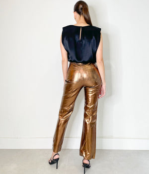Megan Vegan Leather Pants in Bronze