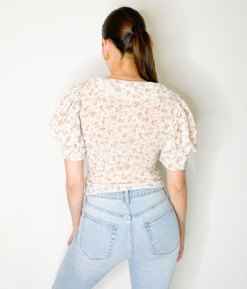 Tia Top in White Floral