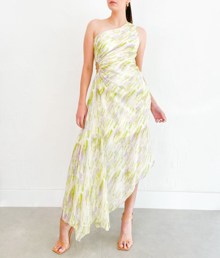 Kayla Dress in Lime Green/Lavender