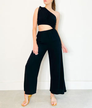 Daphne One Shoulder Jumpsuit in Black