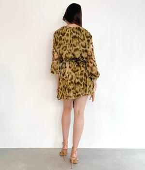 Daliah Dress in Olive/Brown