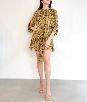 Daliah Dress in Olive/Brown
