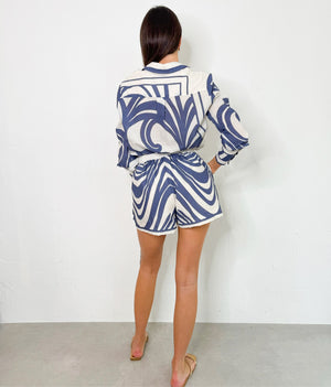 Aliza Set in Navy-Ivory
