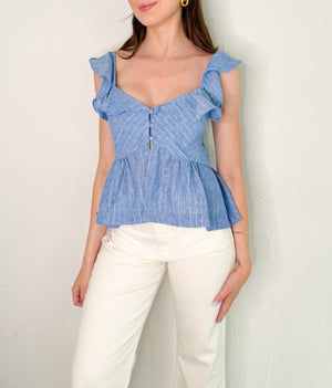 Rosey Top in Light Blue