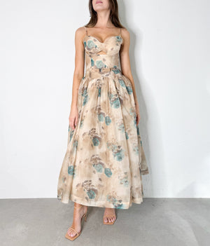 Melanie Dress in Taupe/Multi