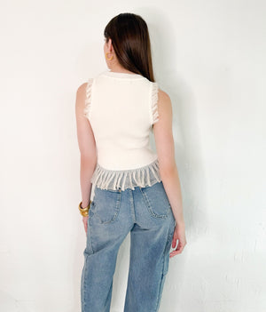 Melanie Ruffle Top in Cream