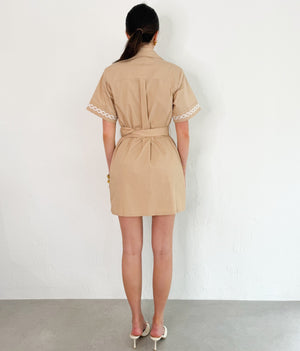 Savanna Dress in Taupe/Off White