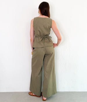 Kayla Sleeveless Vest Set in Olive