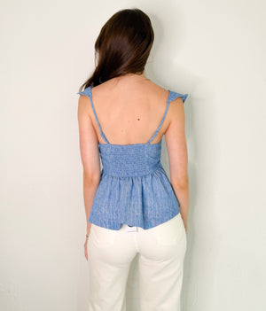 Rosey Top in Light Blue