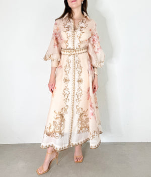 Ashley Dress in Beige/Multi