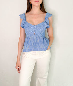Rosey Top in Light Blue