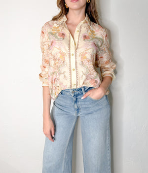 Vivian Top in Cream/Floral