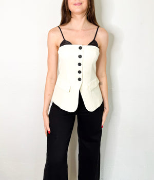 Zara Top in Ivory/Black