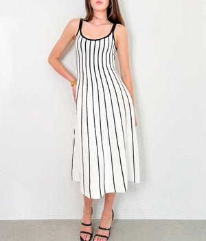 Delilah Dress in White/Black