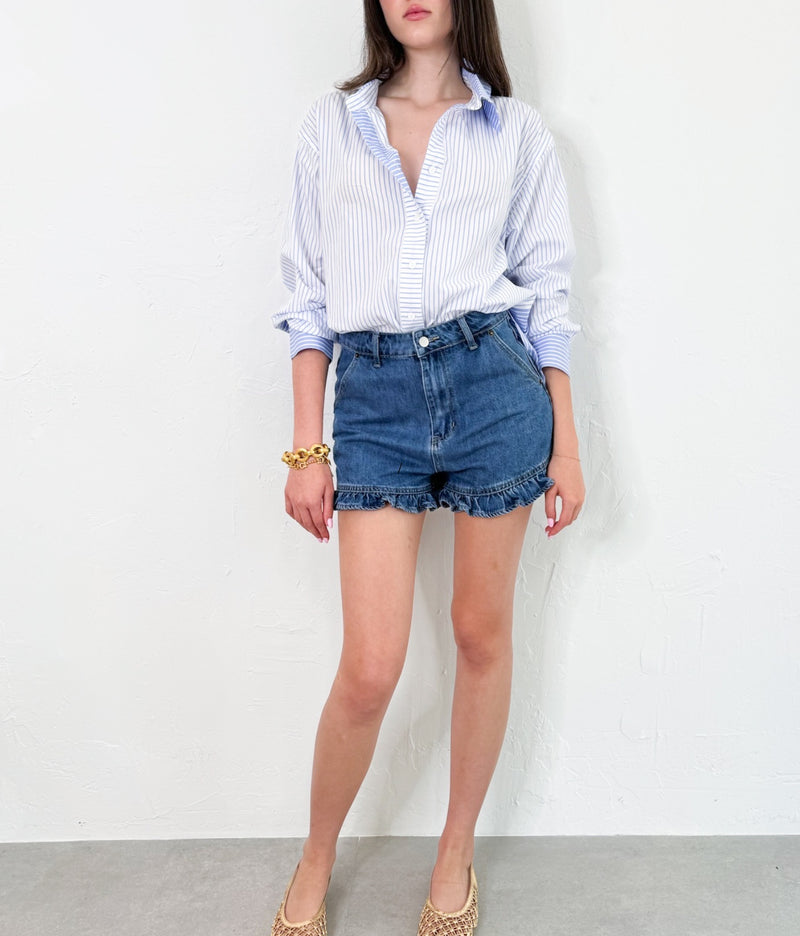 Marie Top in White Blue