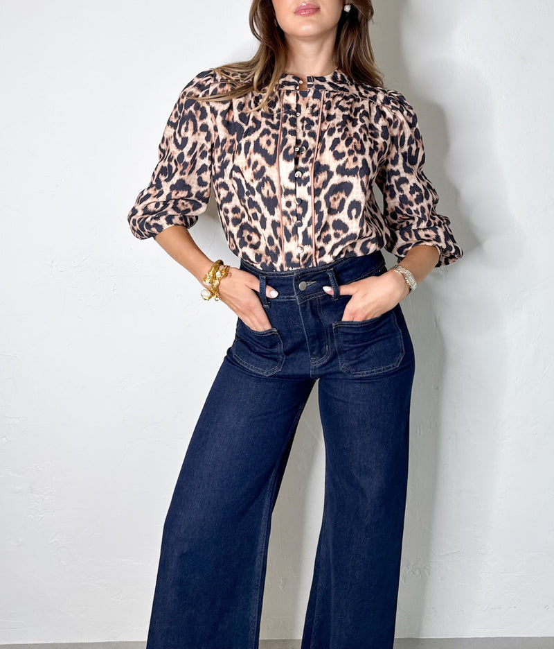 Reagan Top in Taupe/Multi