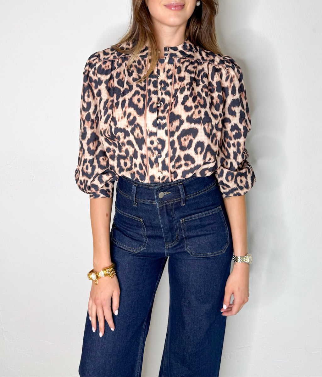 Reagan Top in Taupe/Multi