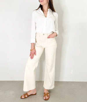 Giselle Wide Leg Jeans in Cream
