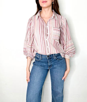 Chloe Striped Top in Cream/Multi