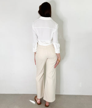 Giselle Wide Leg Jeans in Cream