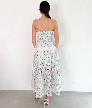 Stephanie Dress in Blue/Cream