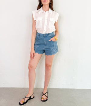 Kelly Floral Denim Shorts