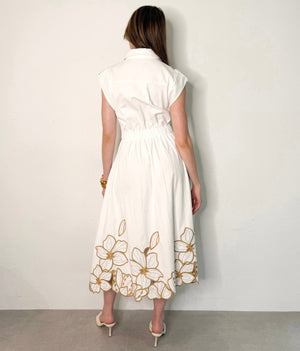 Sabrina Dress in White/Sand