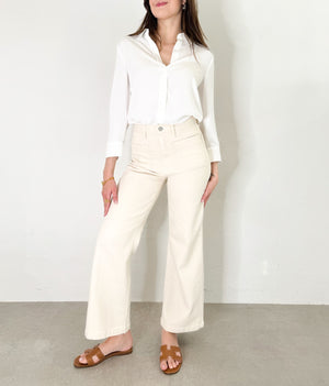 Giselle Wide Leg Jeans in Cream