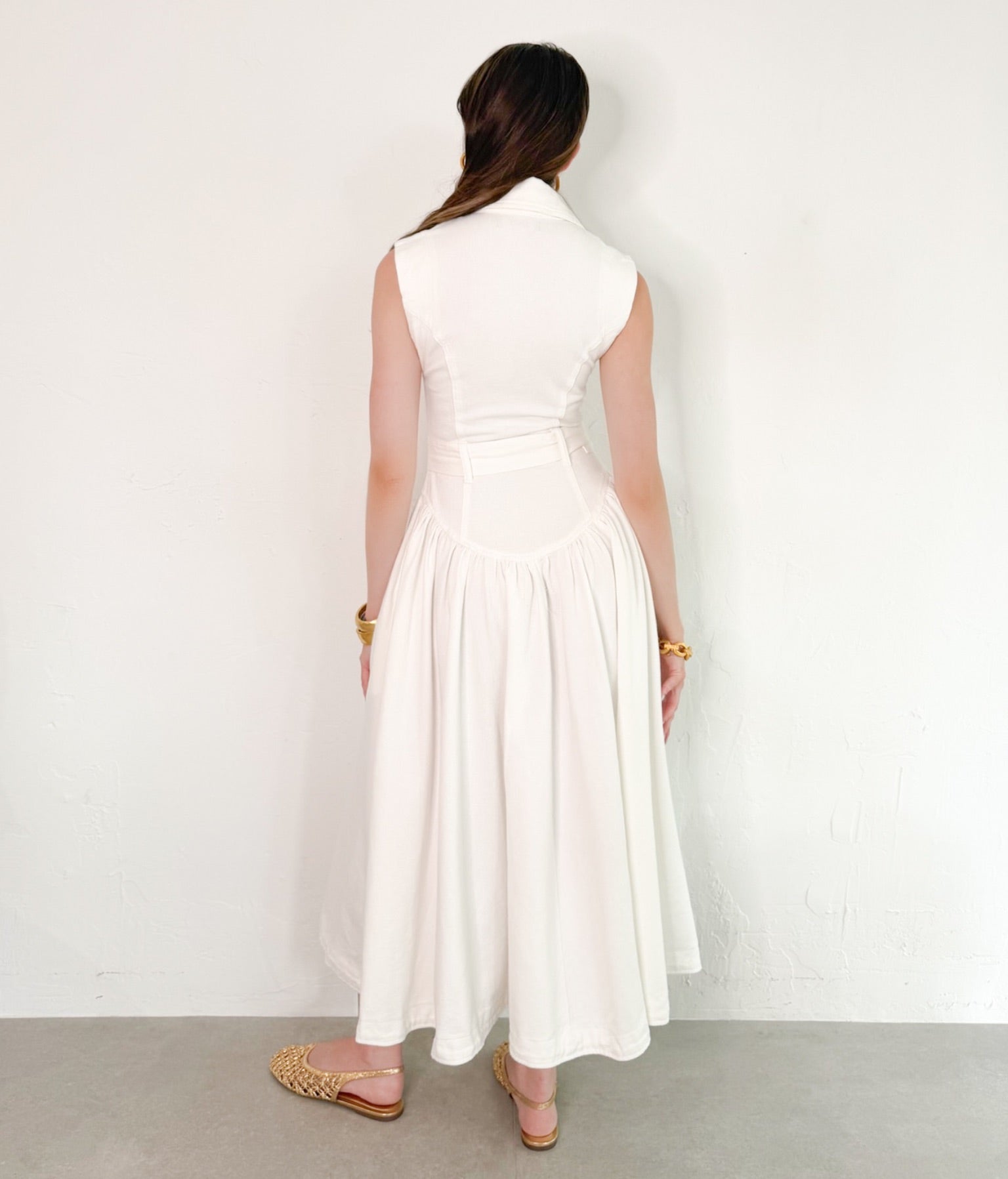 Bex Dress in White Denim – Drop Boutique