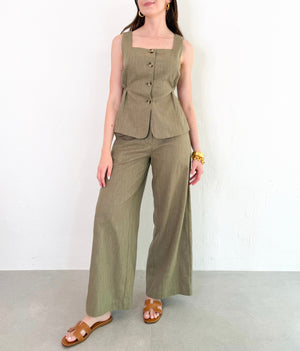 Kayla Sleeveless Vest Set in Olive