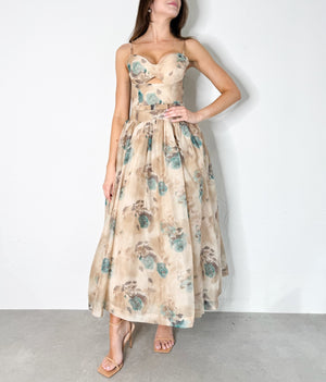 Melanie Dress in Taupe/Multi