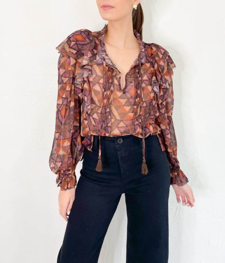 Shelby Top in Brown Purple