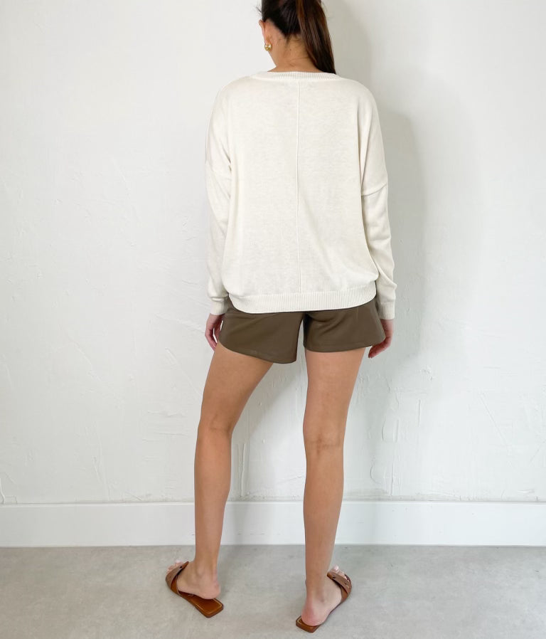 Mary Long Sleeve Top in Beige