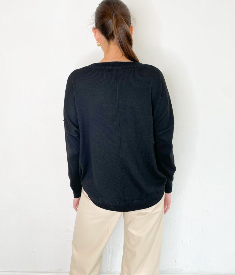 Mary Long Sleeve Top in Black