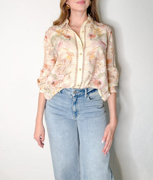 Vivian Top in Cream/Floral