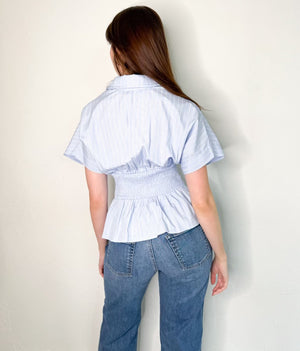 Elena Striped Shirt in Light Blue