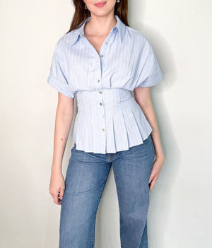 Elena Striped Shirt in Light Blue