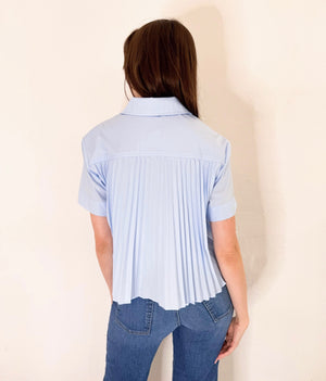 Amanda Collar Shirt in Baby Blue