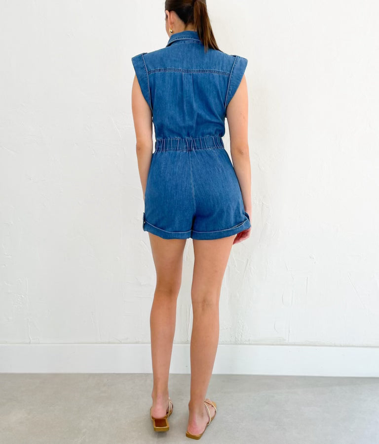 Marcela Romper in Denim