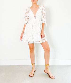 Lily Dress in White Floral