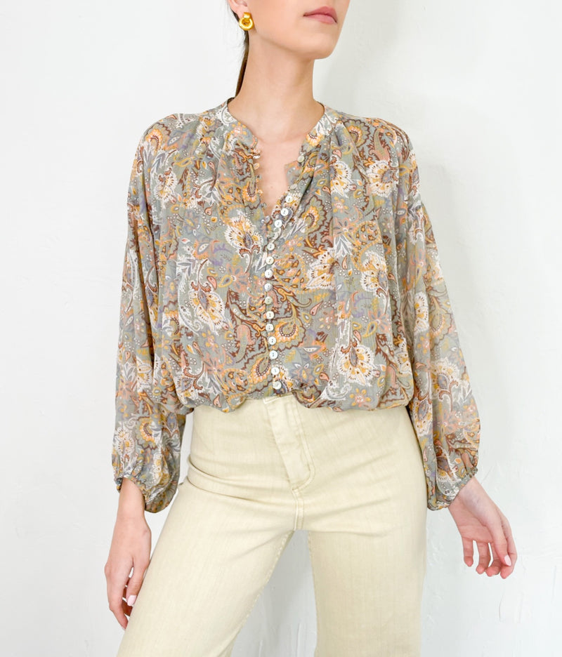Siena Top in Paisley Print