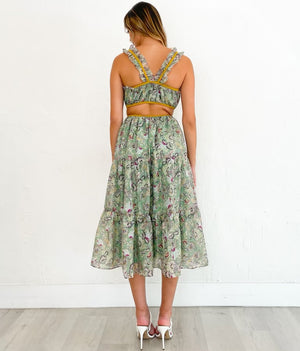 Ari Dress in Green-Mustard