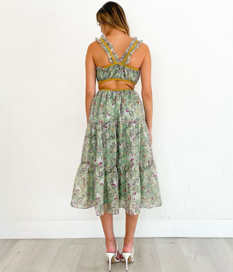 Ari Dress in Green-Mustard