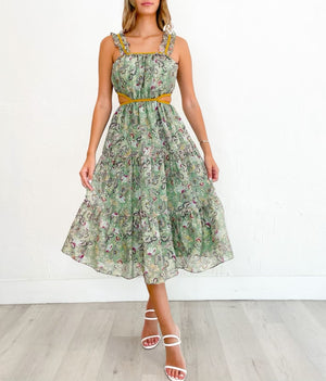 Ari Dress in Green-Mustard
